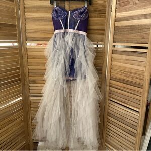 FOR LOVE & LEMONS Bustier Gown with tulle train in purple white size M